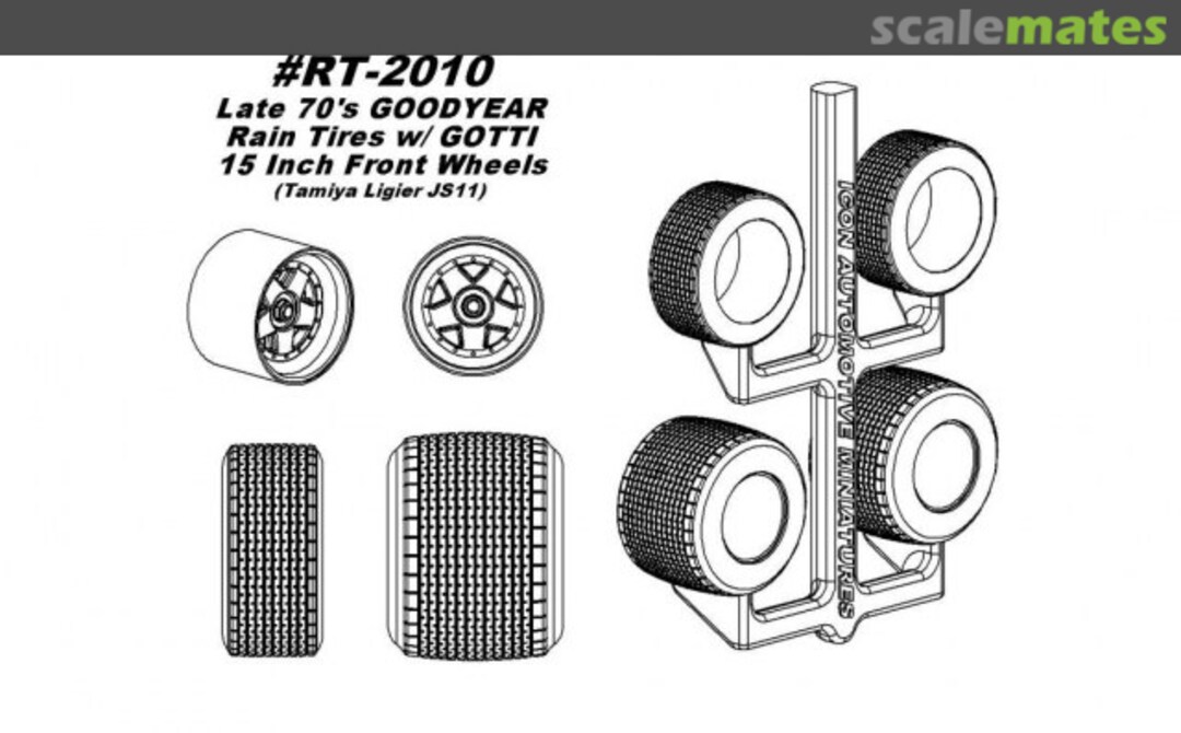 Boxart Rain Tires + GOTTI 15 inch front wheels RT-2010 Icon Automotive Miniatures