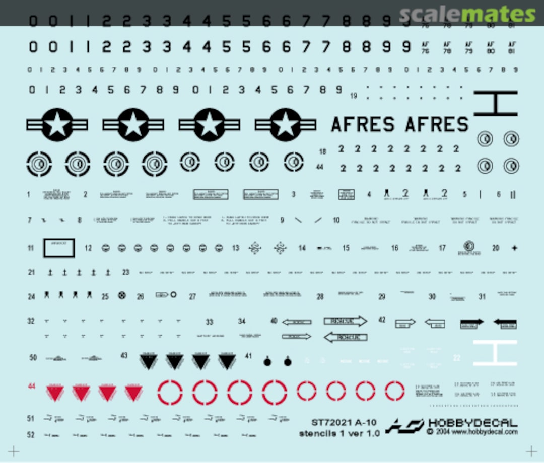 Boxart A-10 Thunderbolt II / Warthog Stencils Ver 1 ST72021V1 HobbyDecal