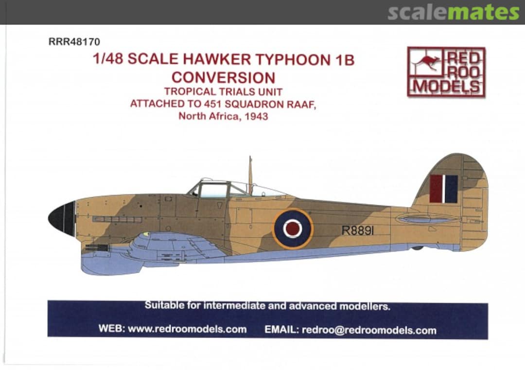 Boxart Hawker Typhoon 1B Tropical Trials Unit Conversion RRR48170 Red Roo Models