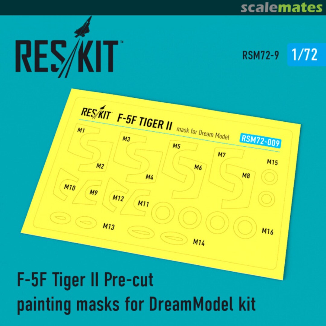 Boxart F-5F Tiger II Pre-cut painting masks RSM72-0009 ResKit