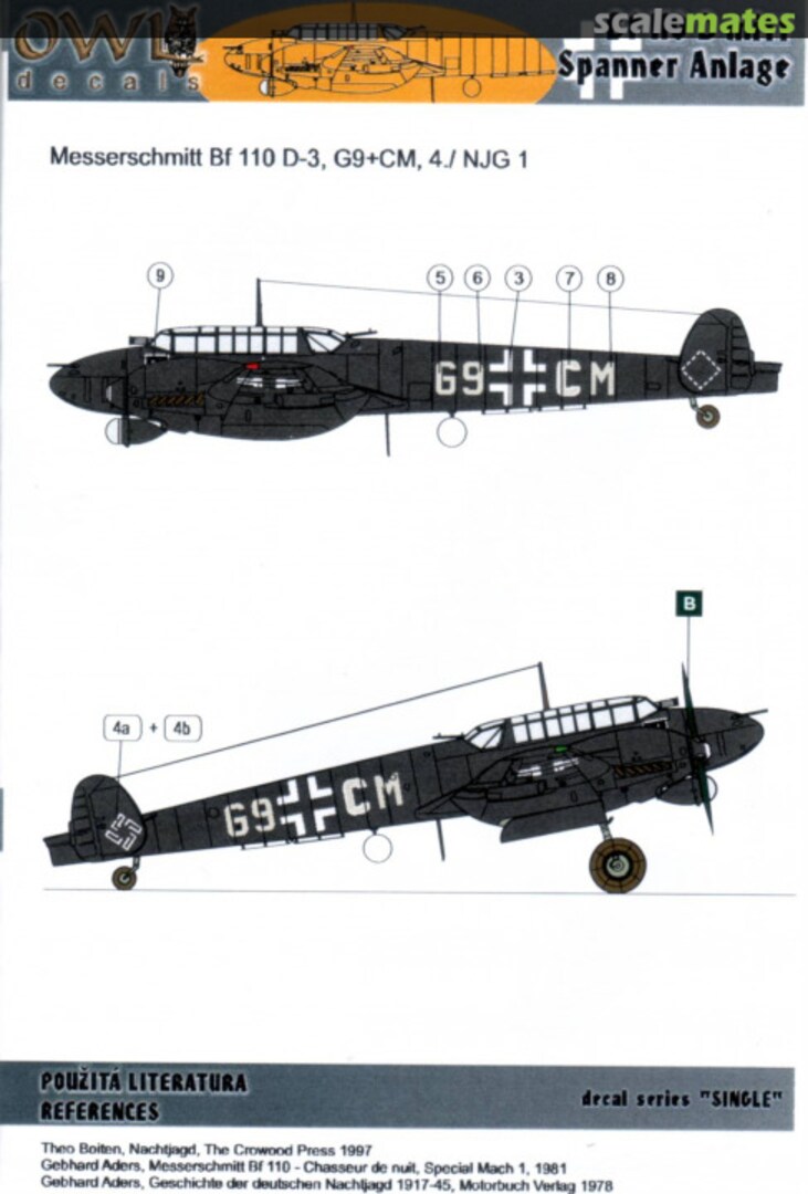 Boxart Messerschmitt Bf 110 C mit Spanner Anlage S72003 OWL