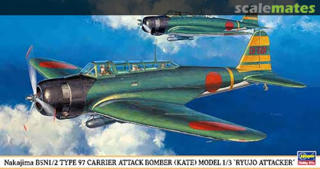 Boxart Nakajima B5N1/2 Type 97 Carrier Attack Bomber (Kate) Model 1/3 `Ryujo Attacker´ 09844 Hasegawa