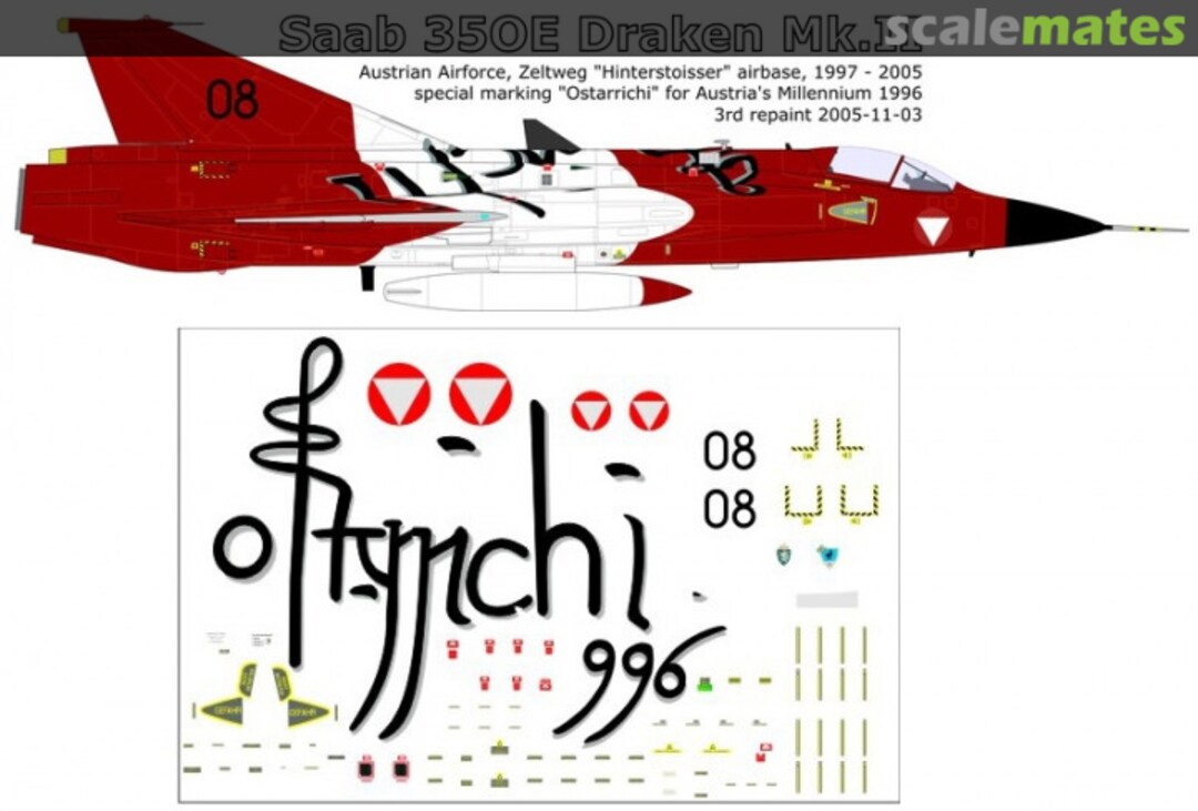 Boxart Saab 35OE Draken "Osterrichi" FJ 72003 Brent-Air-Decals