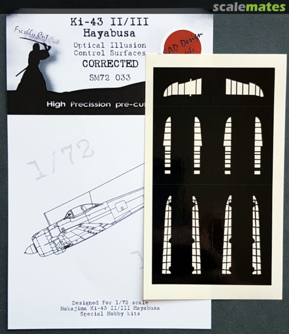 Boxart Nakajima Ki-43-II Hayabusa 3D/optical illusion paint mask for control surfaces SM72033 DEAD Design Models