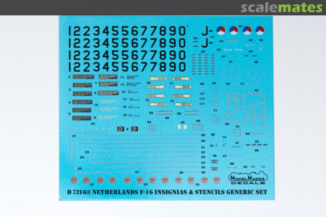 Boxart Netherlands F-16 insignia's & stencils - generic set D72163 ModelMaker