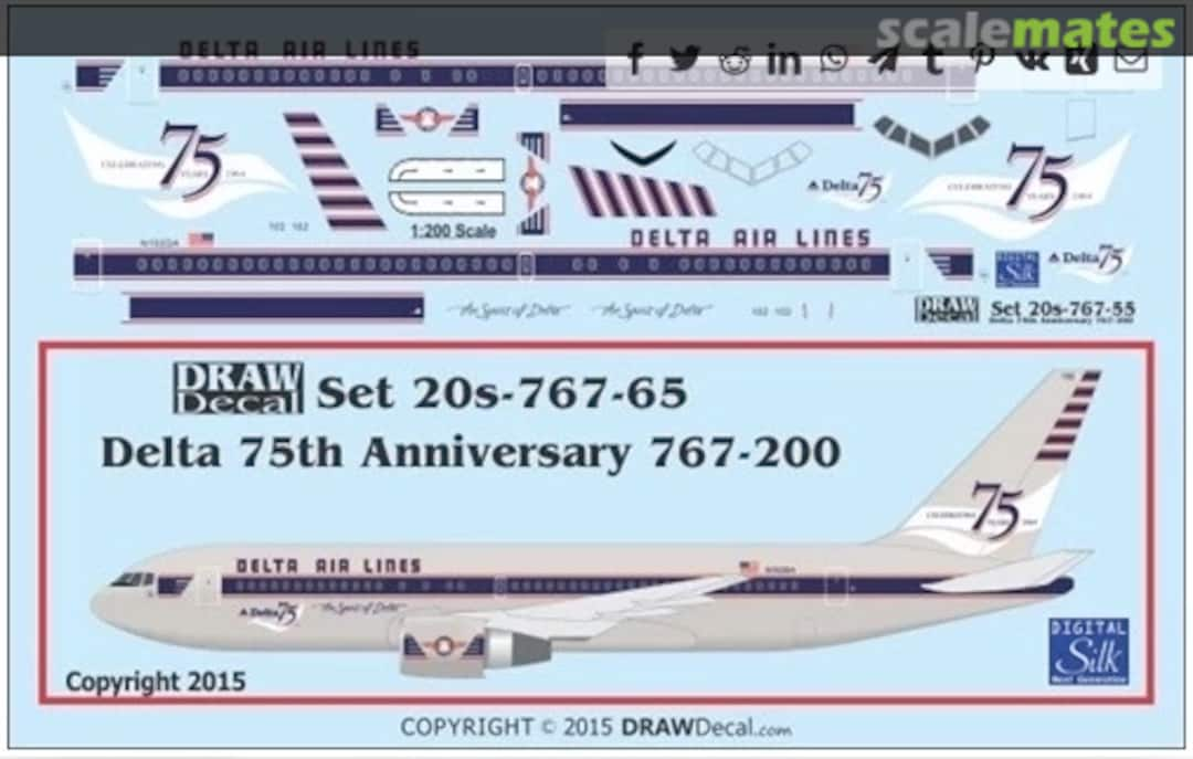 Boxart Delta 75th Anniversary 767-200 20s-767-65 Draw Decal