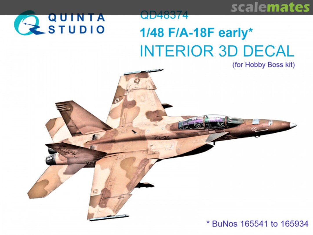 Boxart F/A-18F Early interior 3D decals BuNos 165541 to 165934 QD48374 Quinta Studio