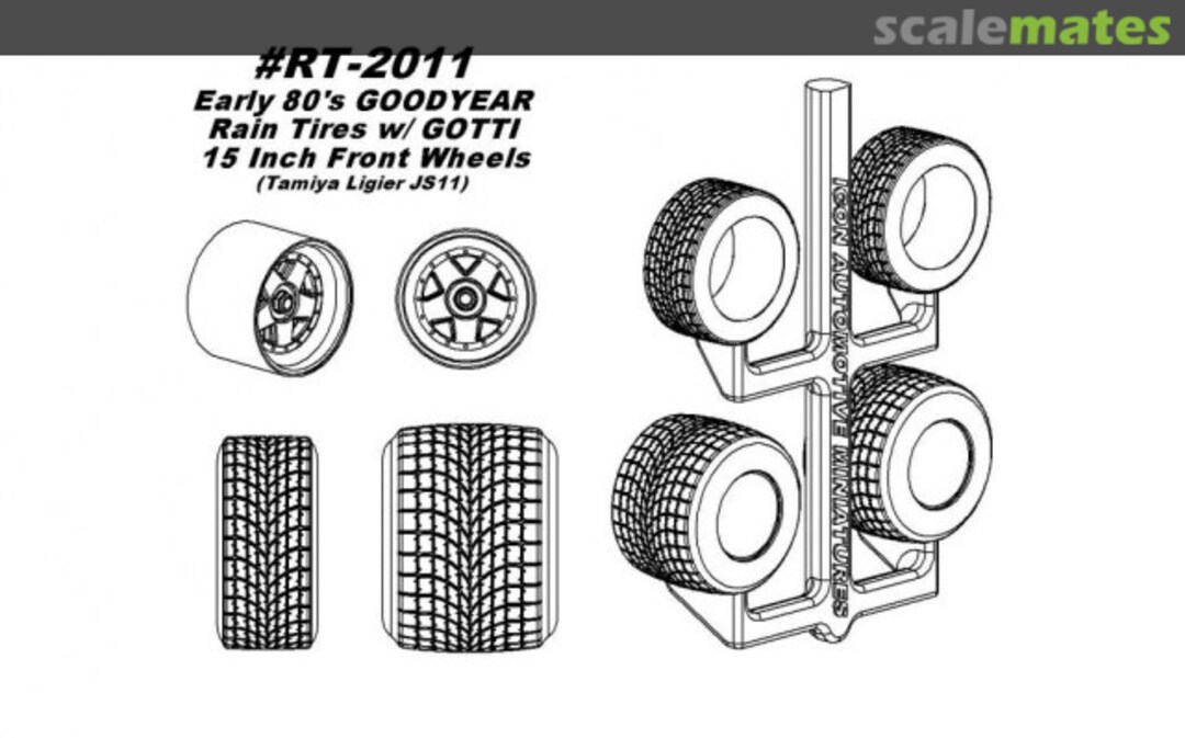 Boxart "V" Tread Rain Tires + GOTTI 15 inch front wheels RT-2011 Icon Automotive Miniatures