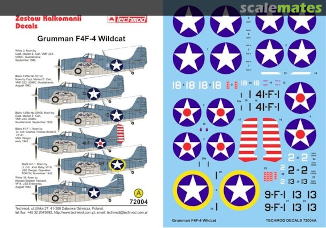 Boxart Grumman F4F-4 Wildcat 72004A Techmod