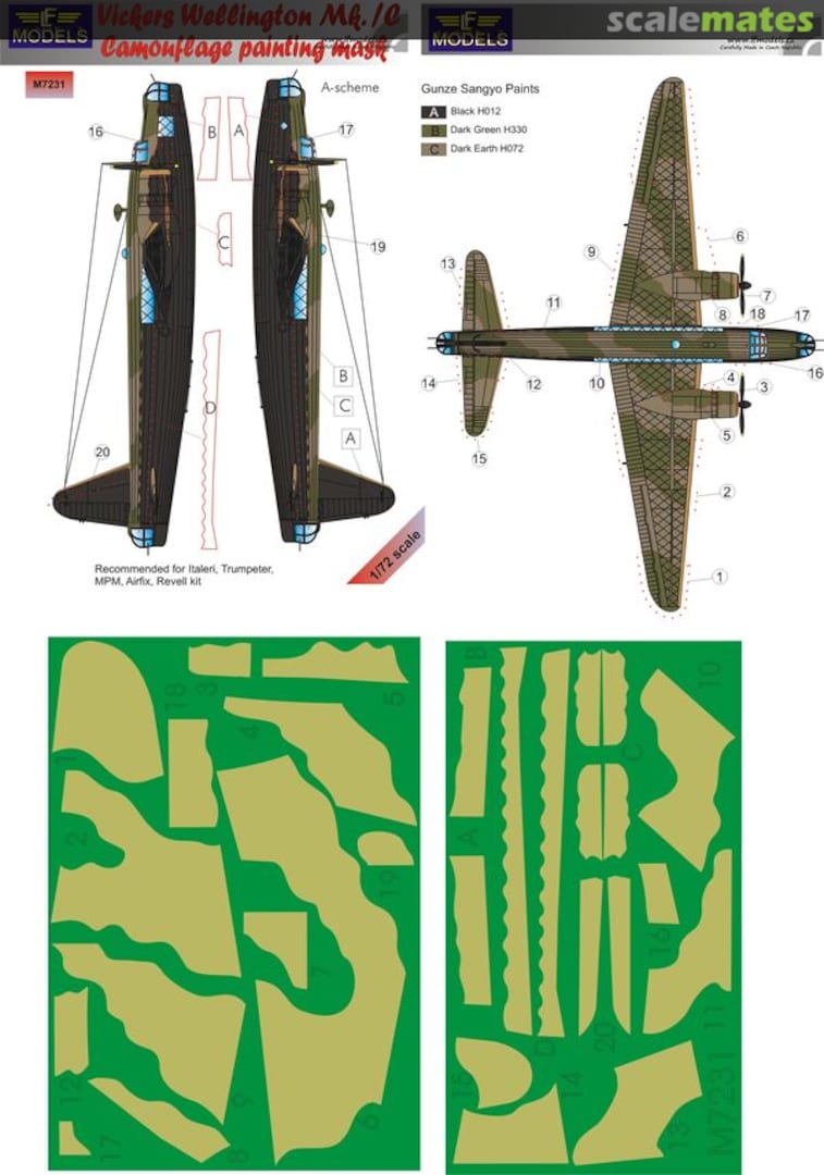 Boxart Vickers Wellington Mk.IC Camouflage Pattern Paint Mask M7231 LF Models