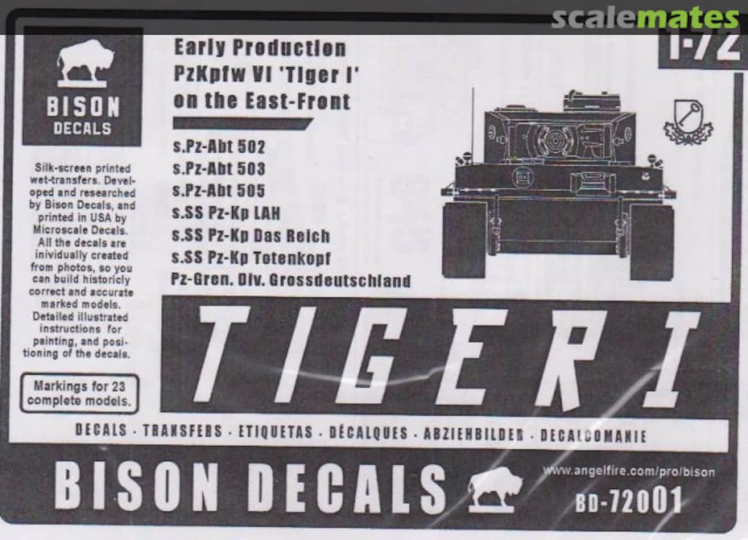 Boxart Tiger I BD-72001 Bison Decals