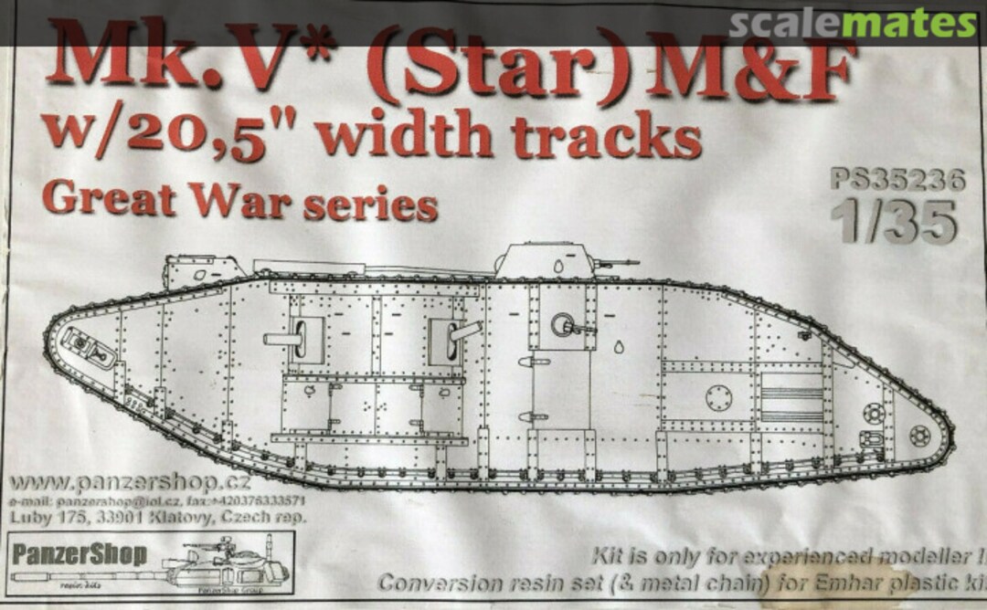 Boxart Mk.V* (Star) M&F w/20,5" width tracks PS35236 PanzerShop