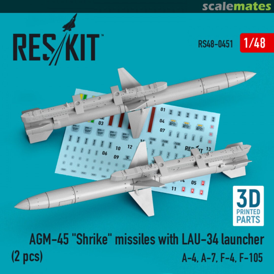 Boxart AGM-45 Shrike missiles with LAU-34 launcher (2 pcs) RS48-0451 ResKit