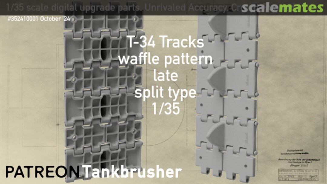 Boxart T-34 late split waffle pattern tracks 352410001 Tankbrusher Scale Modeling