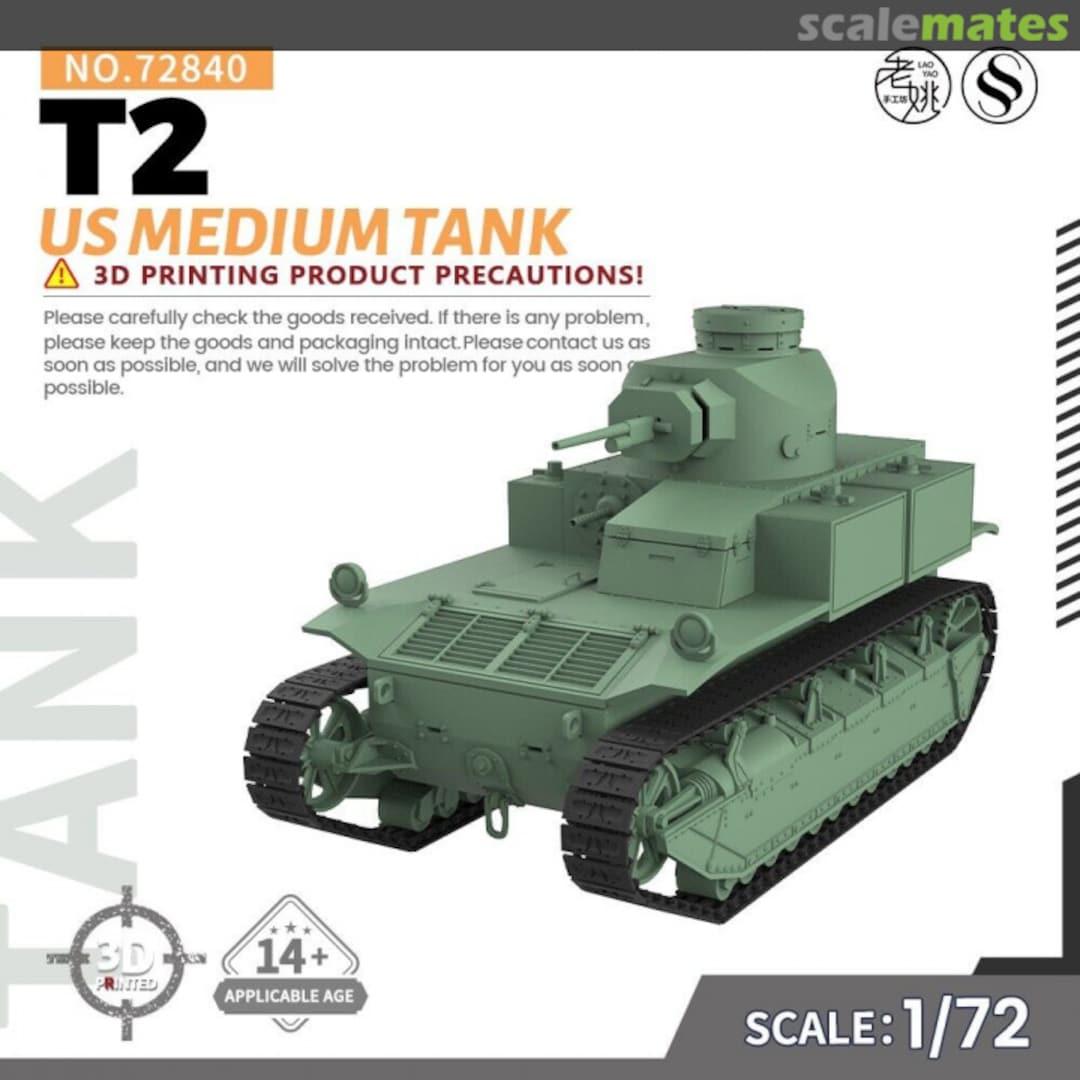 Boxart US T2 Medium Tank  SS72840 SSMODEL