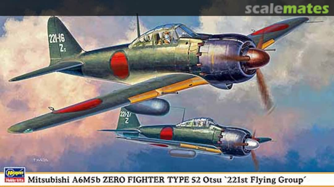 Boxart Mitsubishi A6M5b Zero Fighter Type 52 Otsu `221st Flying Group´ 09847 Hasegawa