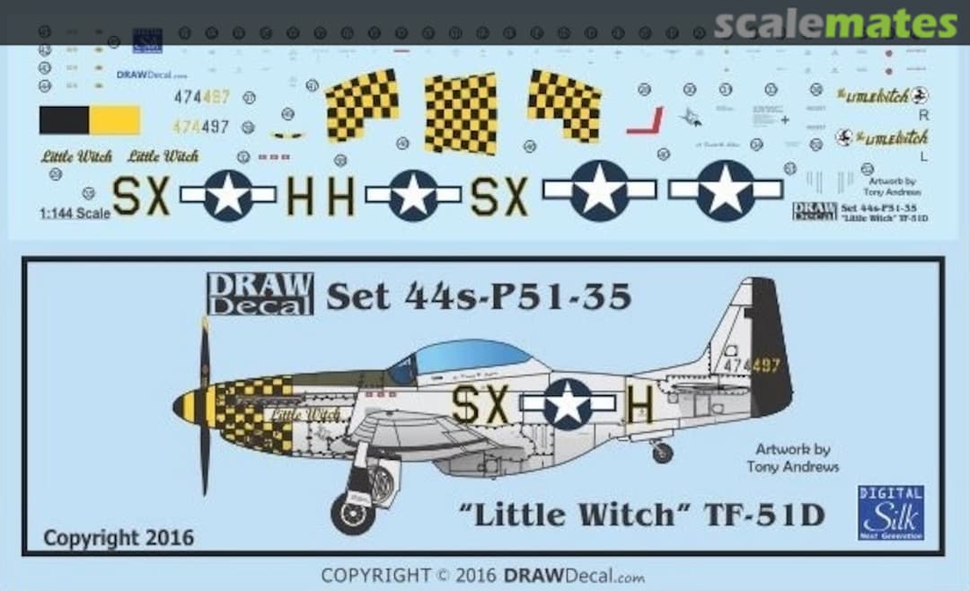 Boxart TF-51 “Little Witch” 44-P51-35 Draw Decal