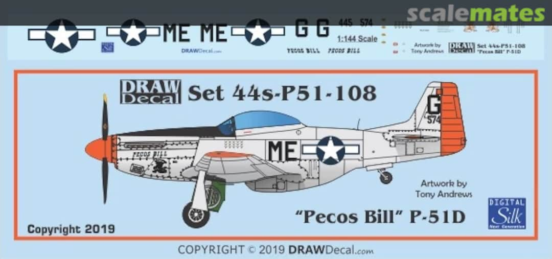 Boxart “Pecos Bill” P-51D 44-P51-108 Draw Decal