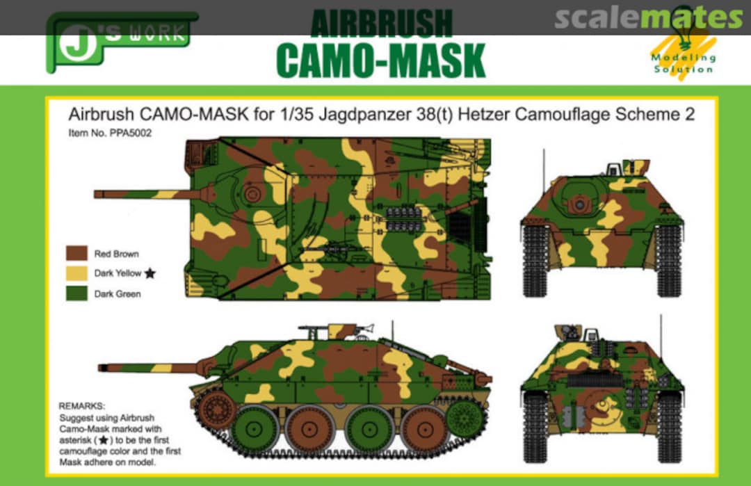 Boxart Airbrush CAMO-MASK 'Hetzer' #2 PPA5002 J's Work