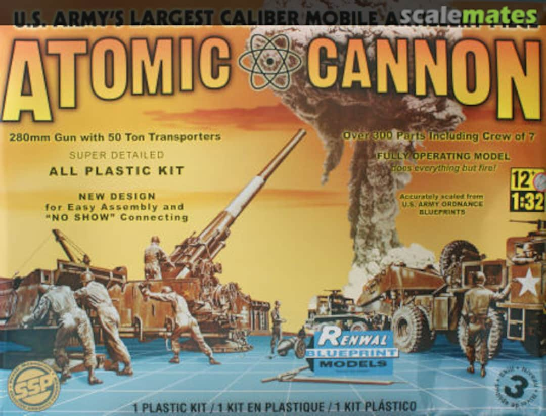 Boxart Atomic Cannon 280mm Gun with 50 Ton Transporters 85-7811 Revell/Renwal