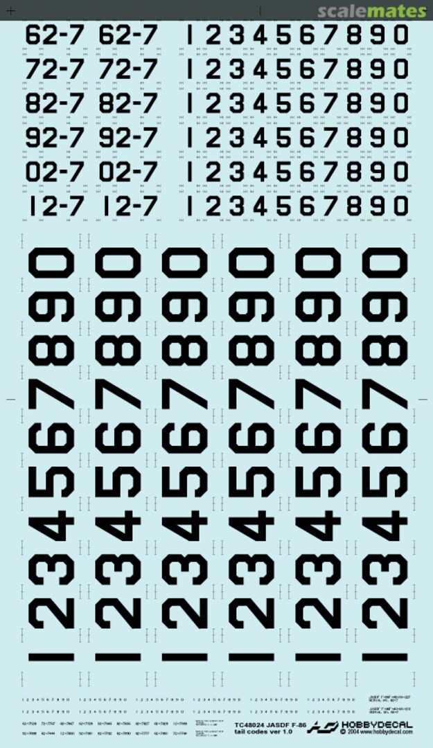 Boxart JASDF F-86 Sabre Tail Codes Ver 1 TC48024V1 HobbyDecal