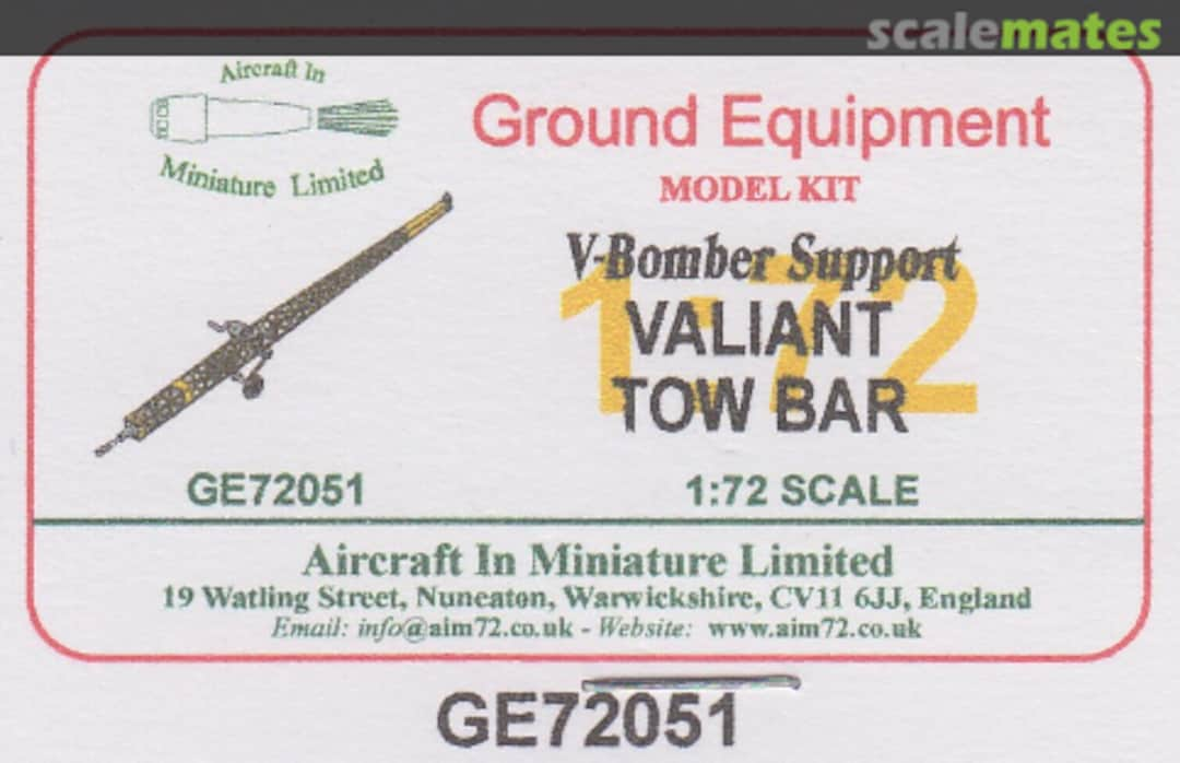 Boxart Valiant Tow Bar GE72051 Aircraft In Miniature Ltd