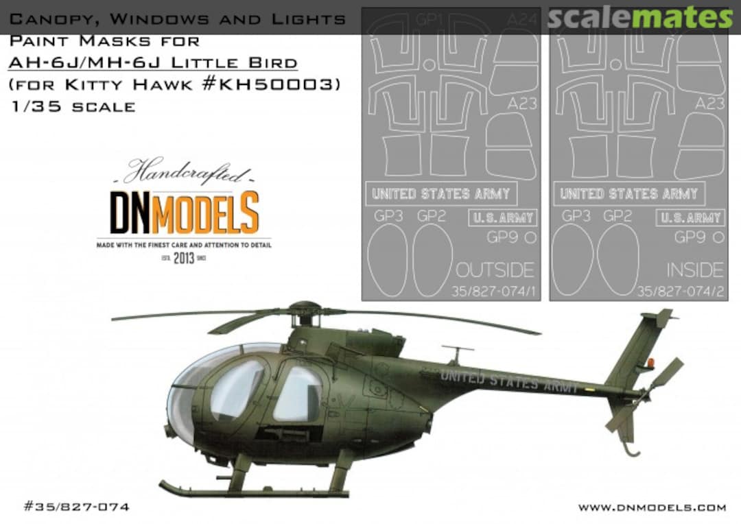 Boxart Canopy, Windows & Lights Paint Masks for AH-6J/MH-6J Little Bird 35/827-074 DN Models