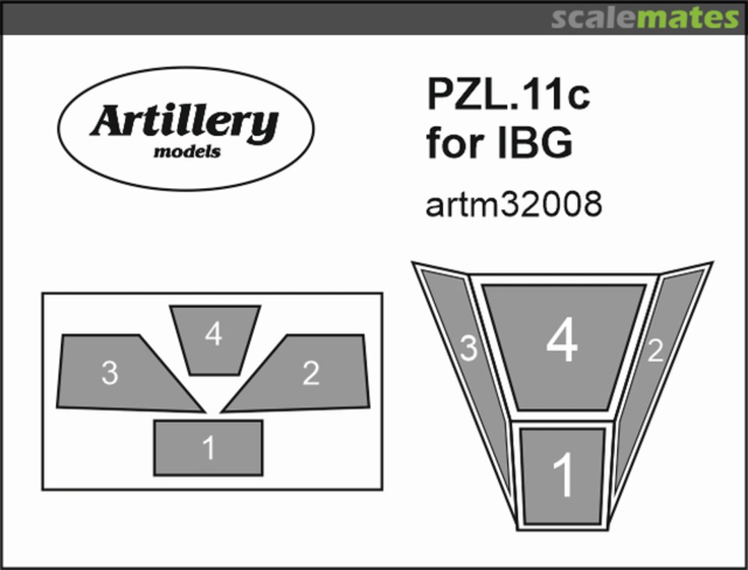 Boxart Mask for PZL.11c Canopy artm32008 Artillery models