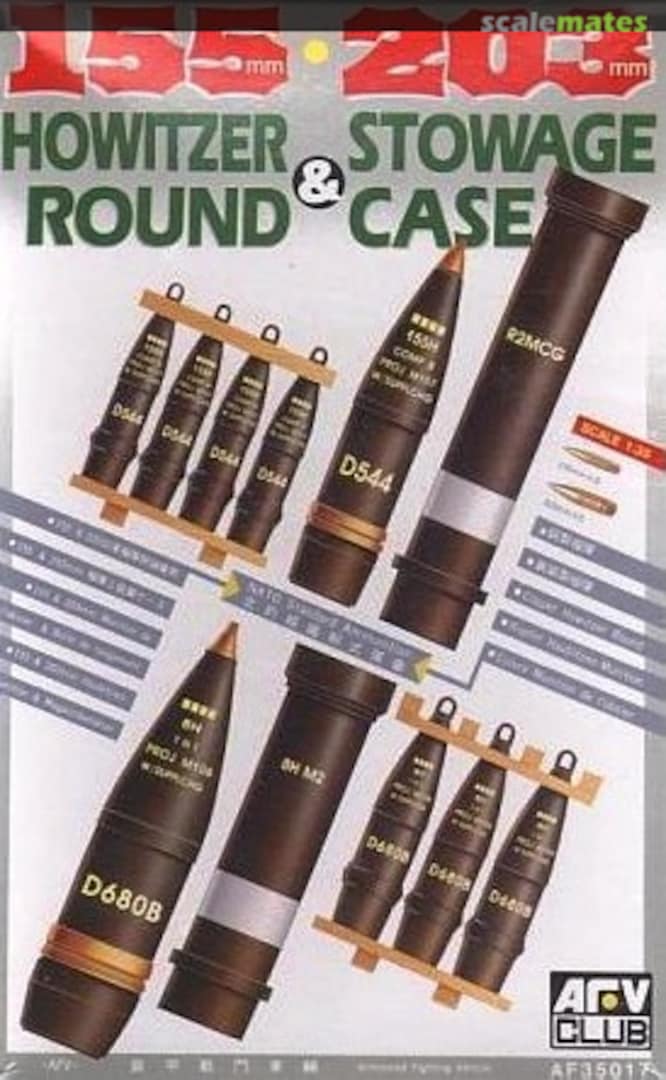 Boxart 155mm 203mm Howitzer Round & Stowage Case AF35017 AFV Club