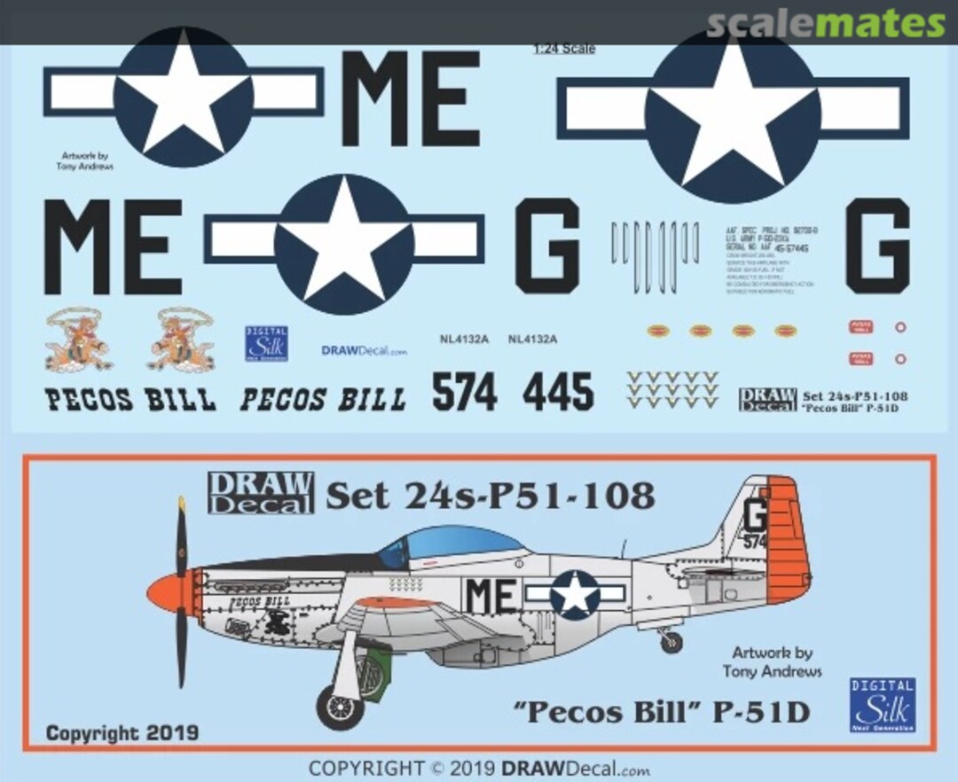 Boxart “Pecos Bill” P-51D 24-P51-108 Draw Decal