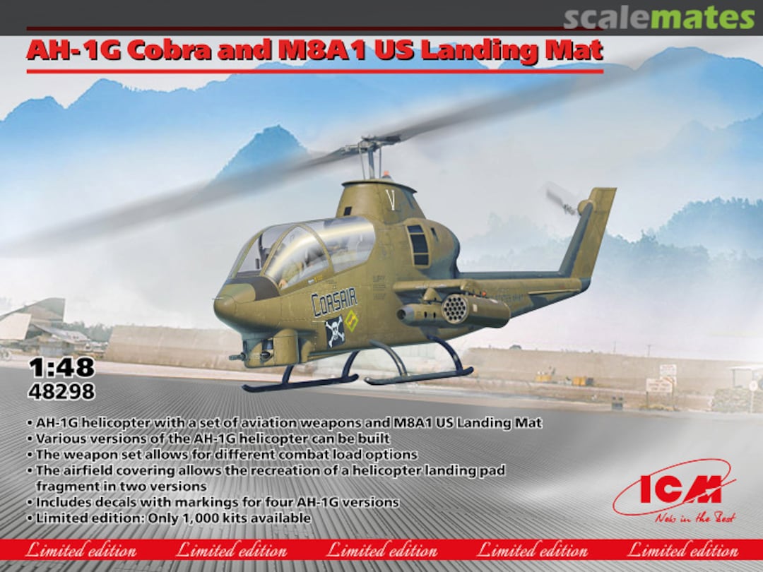 Boxart AH-1G Cobra and M8A1 US Landing Mat 48298 ICM