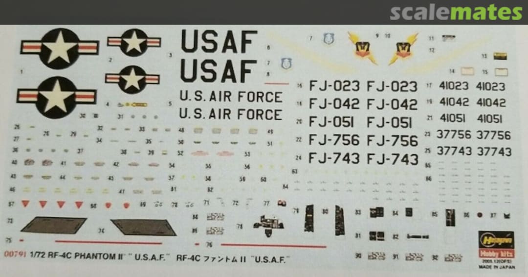 Contents RF-4C Phantom II 'U.S.A.F.' 00791 Hasegawa