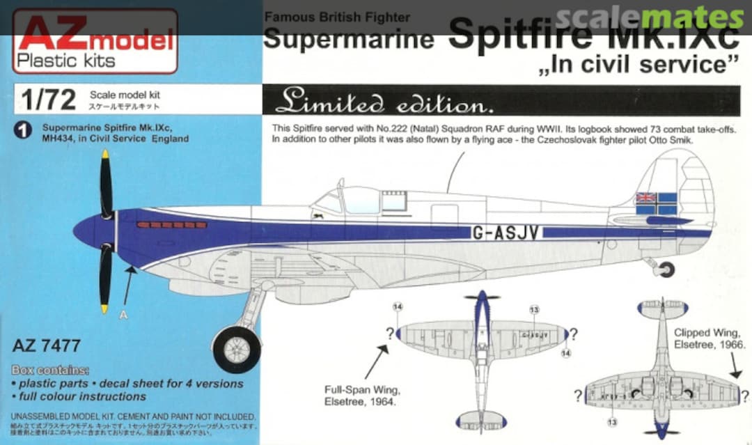 Boxart Supermarine Spitfire Mk.IXc "In civil service" AZ7477 AZmodel