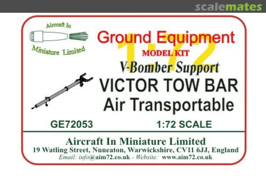 Boxart Victor Tow Bar Air Transportable GE72053 Aircraft In Miniature Ltd