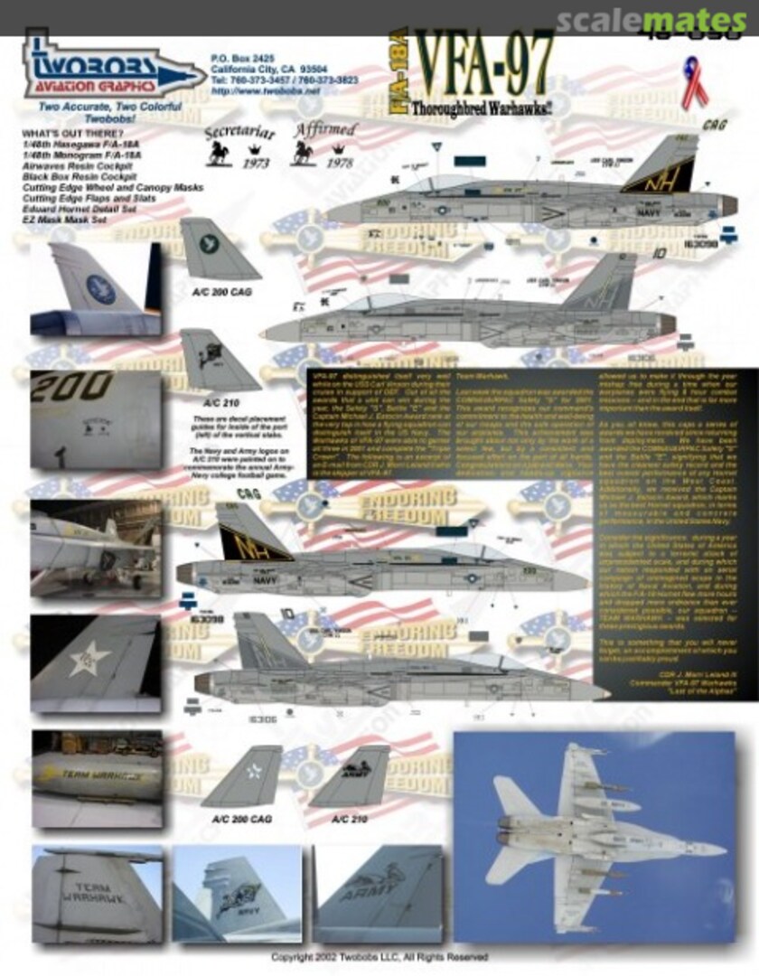 Boxart F/A-18A VFA-97 Thoroughbred Warhawks!! 48-030 TwoBobs Aviation Graphics