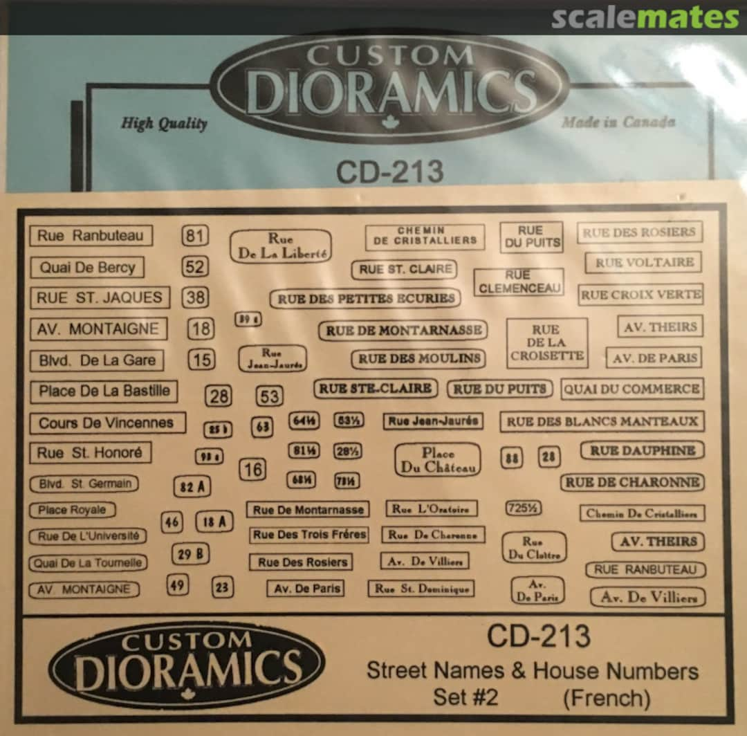 Boxart Street Names & House Numbers (French) CD-213 Custom Dioramics