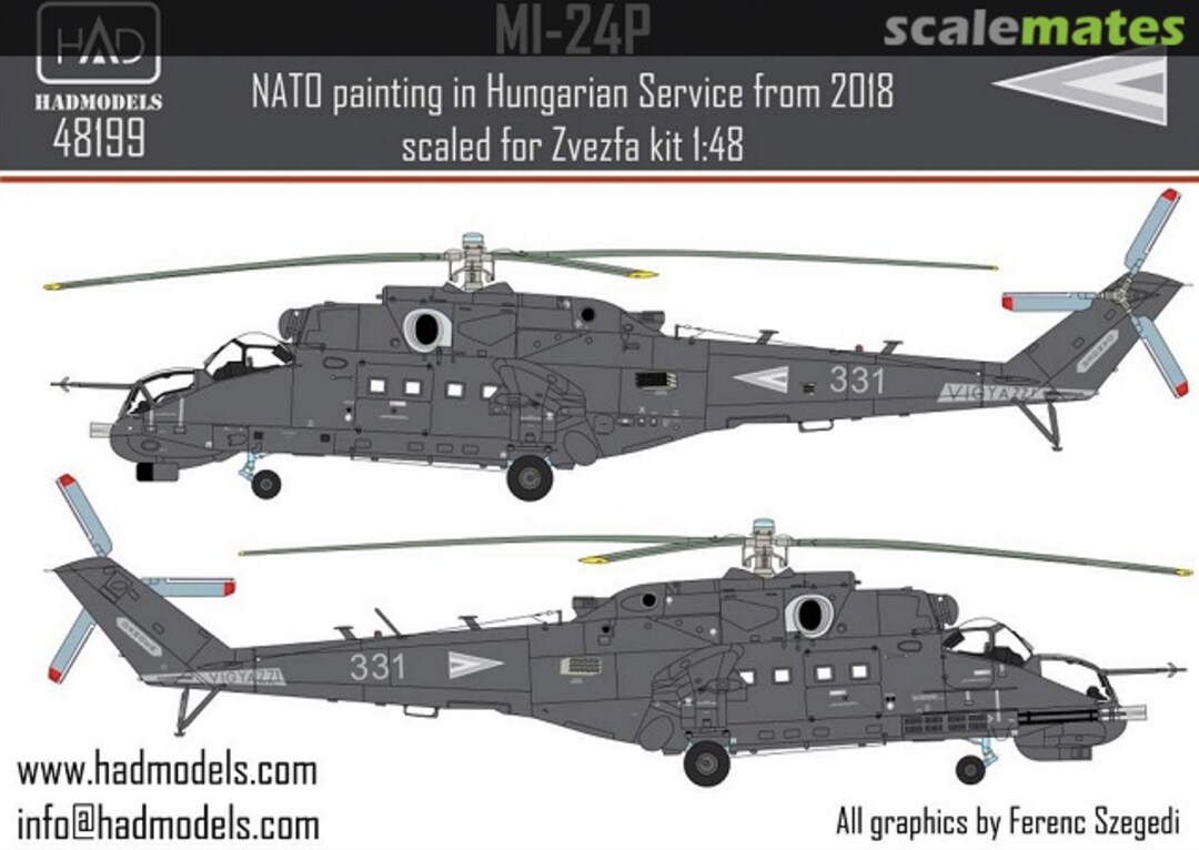 Boxart Mi-24P NATO painting in Hungarian service decal sheet 48199 HADmodels 