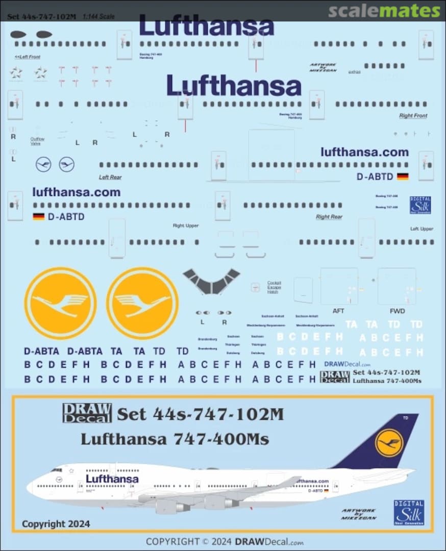 Boxart Lufthansa 747-400M Combis 44-747-102M Draw Decal