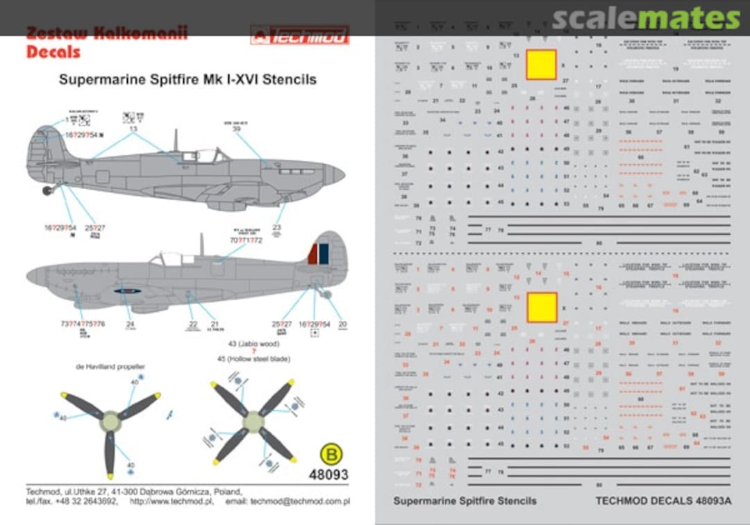 Boxart Supermarine Spitfire Mk I-XVI Stencils 48093 Techmod