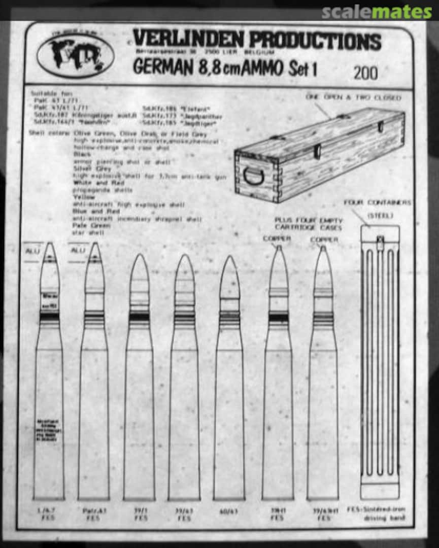 Boxart 8.8cm Ammo 200 Verlinden Productions