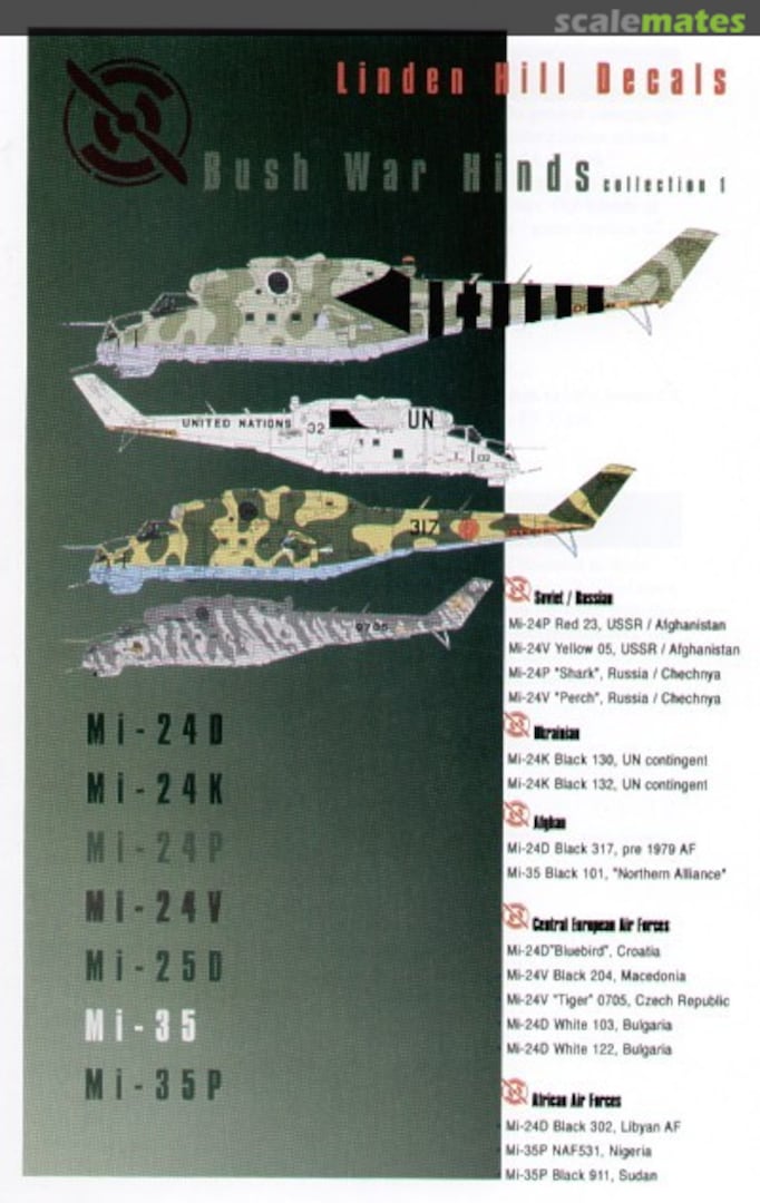 Boxart Mi-24/35 Bush War Hinds LHD72006 Linden Hill Decals