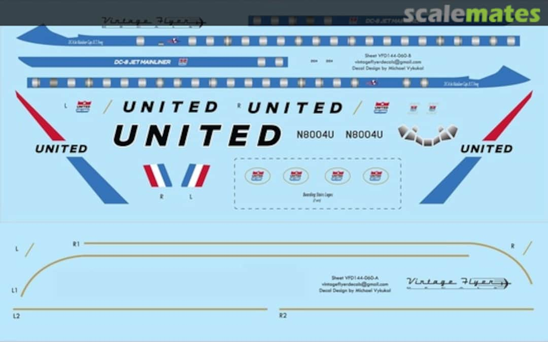 Boxart DC-8 United (Delivery) VFD144-060 Vintage Flyer Decals