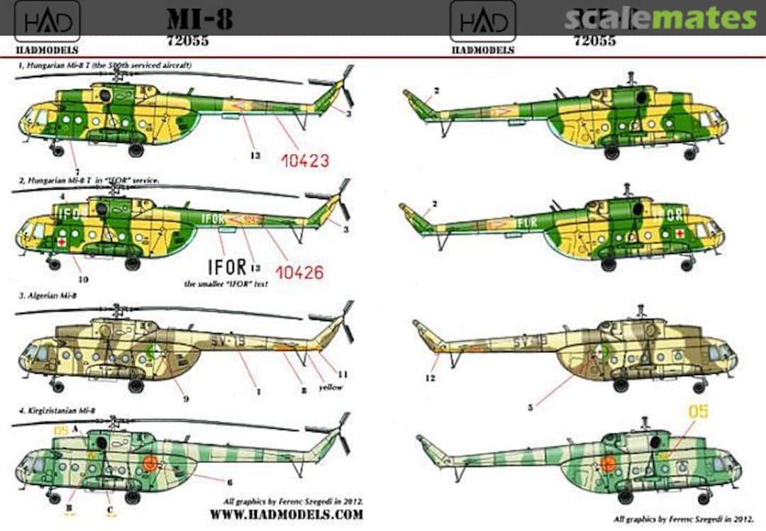 Boxart Mi-8 (Hungarian 10423 IFOR, 10426, Kirgizian 05, Cambodia-19) 72055 HADmodels 