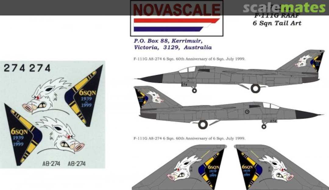 Boxart F-111G - RAAF 6 Sqn N-72032 Novascale