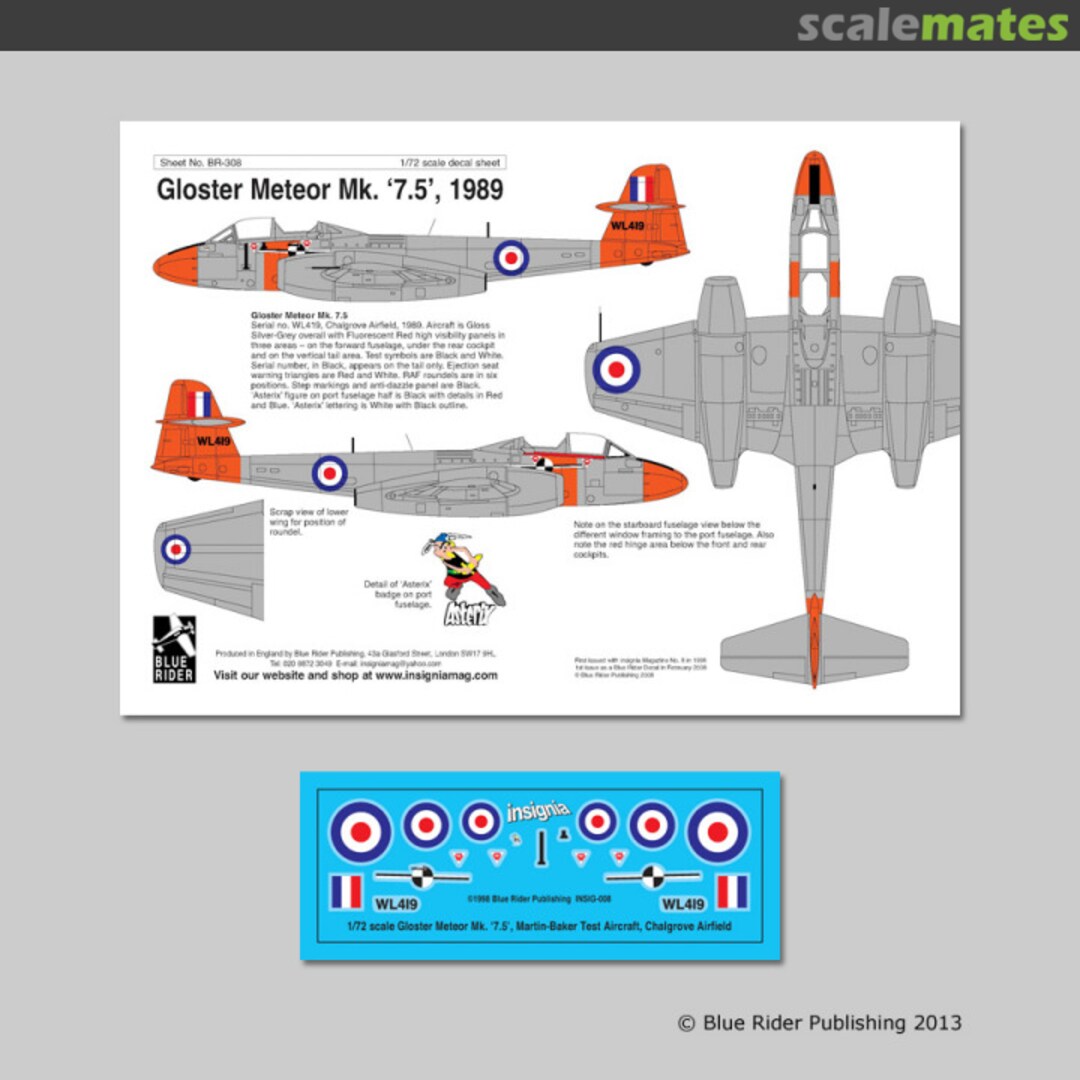 Boxart Gloster Meteor Mk. '7.5', 1989 BR-308 Blue Rider