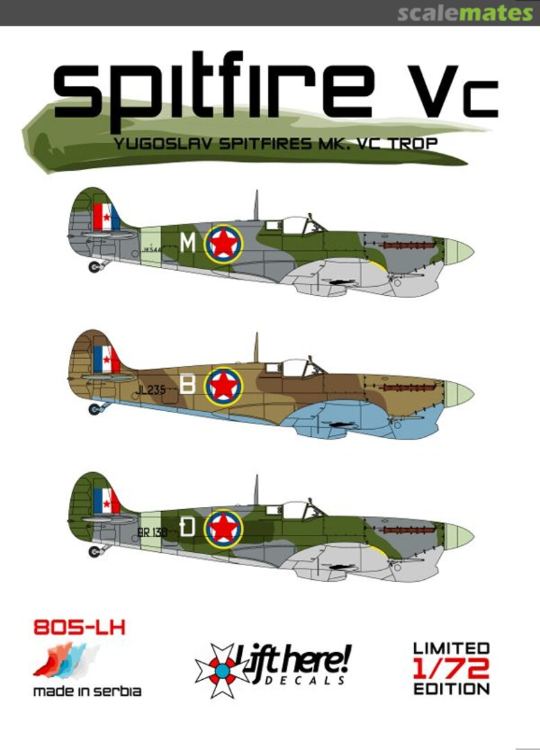 Boxart Spitfire Vc 805-LH Lift Here Decals