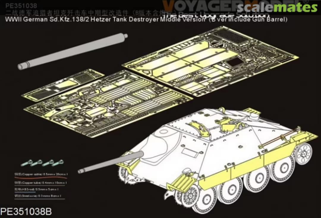 Boxart Sd.Kfz.138/2 Hetzer Tank Destroyer Middle Version PE351038 Voyager Model