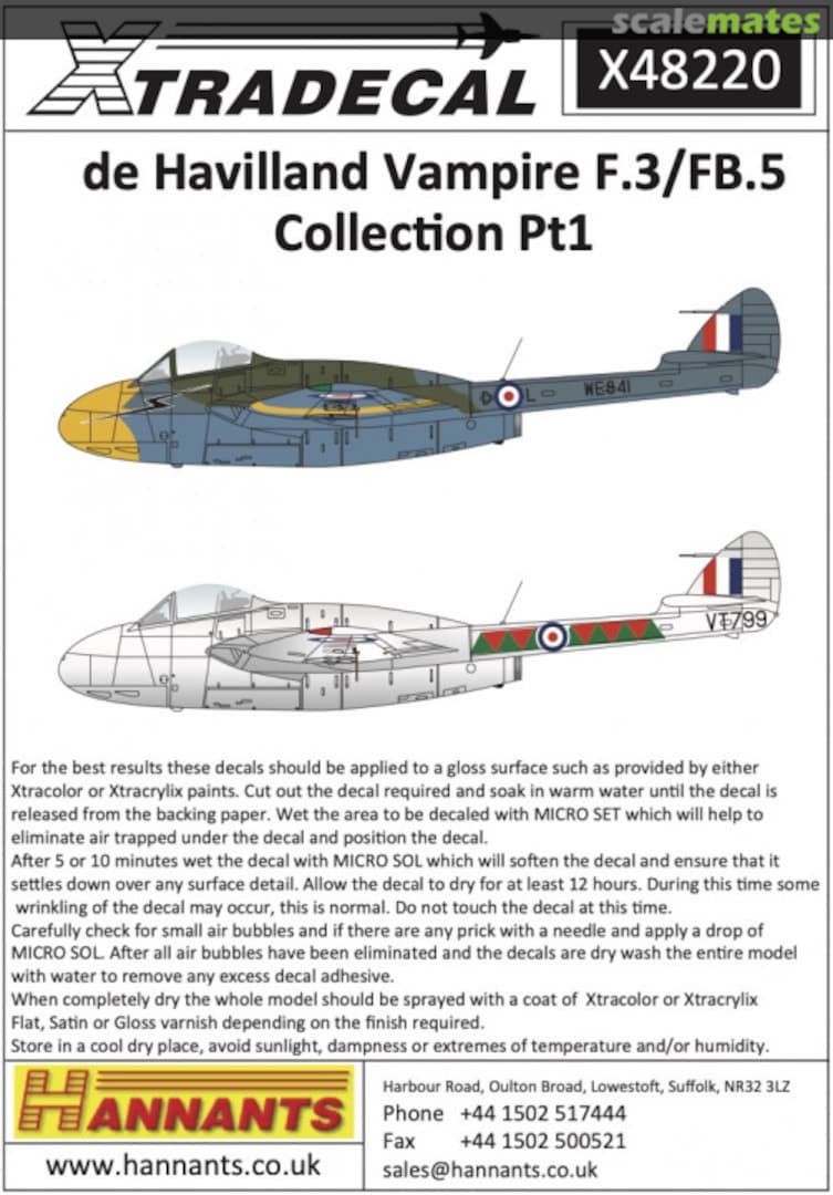 Boxart de Havilland Vampire F.3/FB.5 Collection X48220 Xtradecal