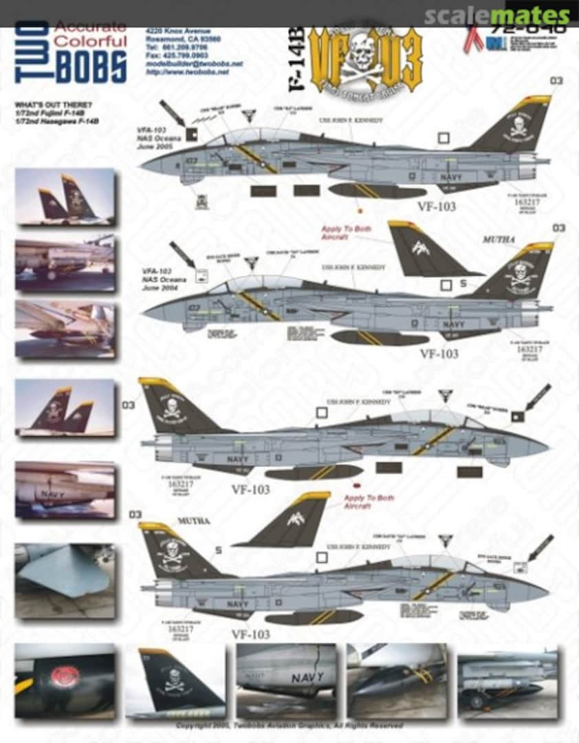 Boxart F-14B VF-103 72-040 TwoBobs Aviation Graphics