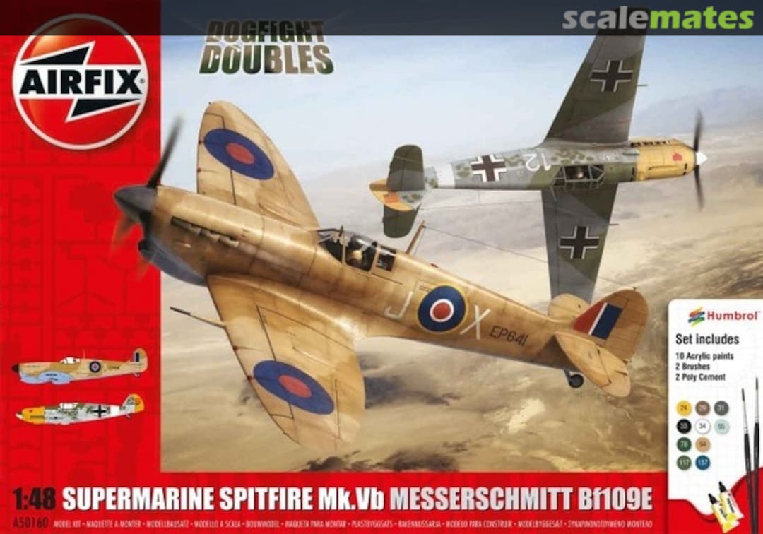 Boxart Supermarine Spitfire Mk.Vb & Messerschmitt Bf109E A50160 Airfix